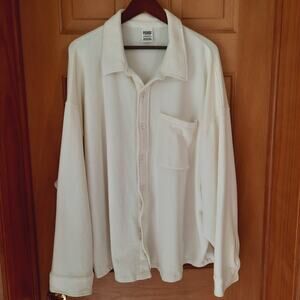 Victoria's Secret Pink Oversized Cream Soft Fleece Button-Up Shacket Womens XXL